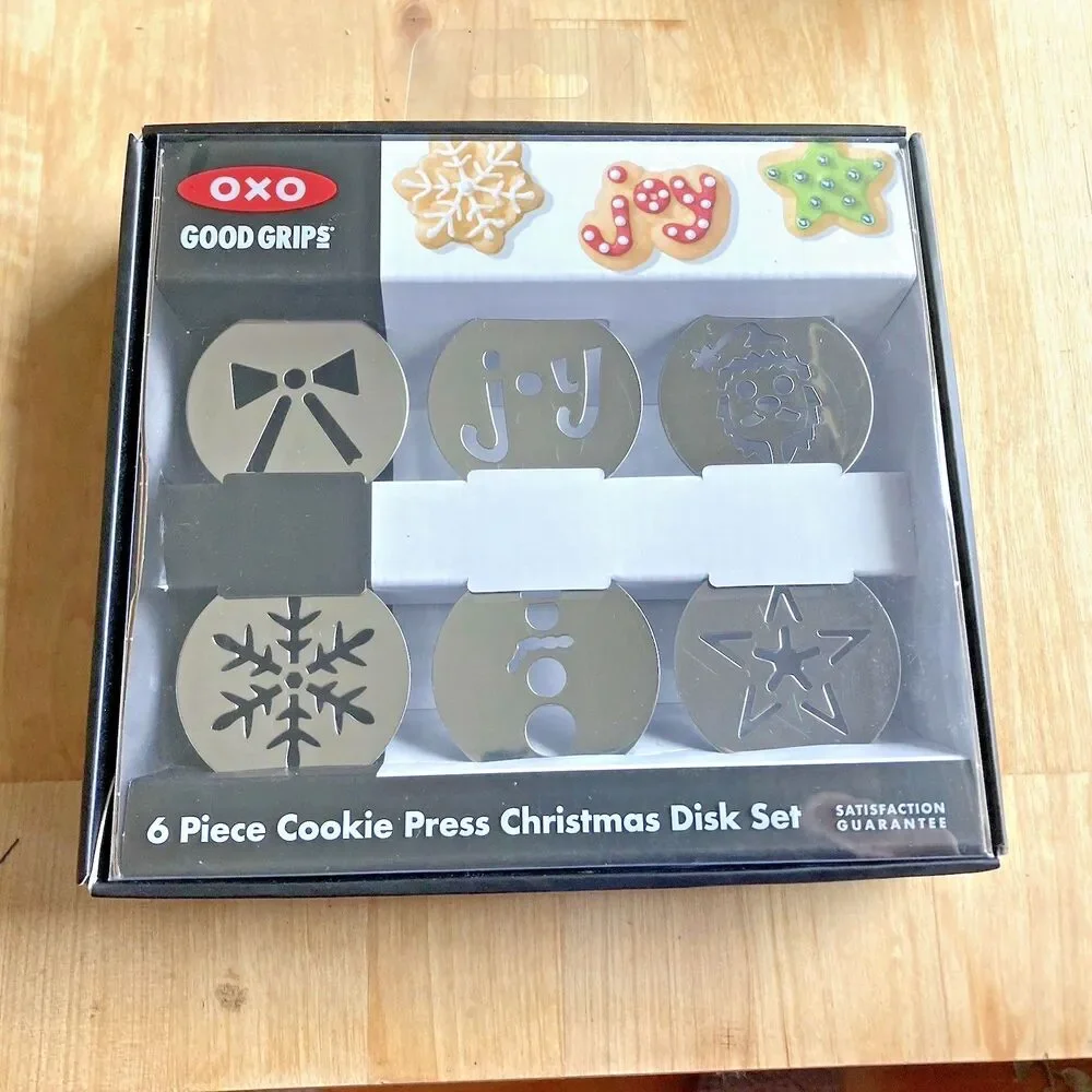 OXO Good Grips 6 Piece Cookie Press Disk Set Christmas Disk Set New In Box